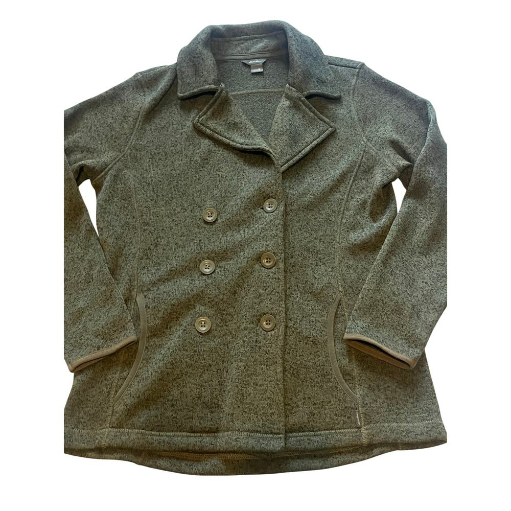 Eddie Bauer Radiator Fleece Peacoat Jacket Green Women's M Double Breasted